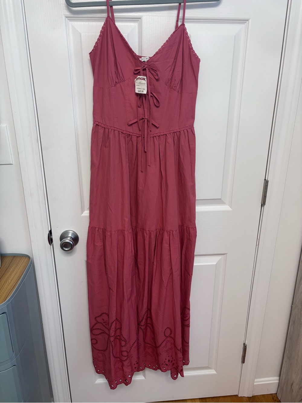 Women's Sleeveless Tie-Front Maxi Dress - Dusty Rose